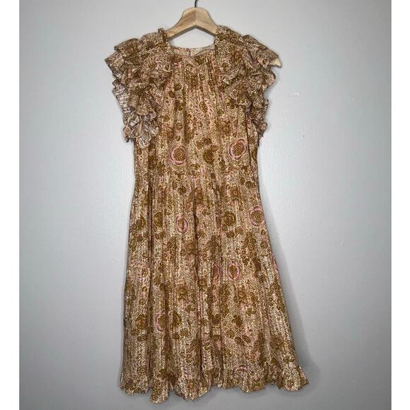 Ulla Johnson Adele Mini Dress Ruffle Sleeves in Meadow Orange/Yellow Size 0/XS - Picture 2 of 8